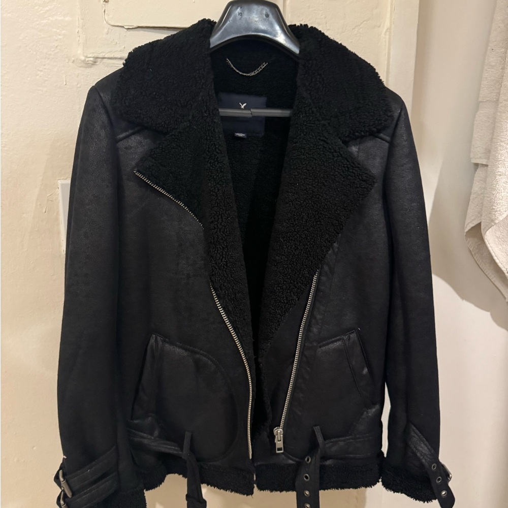 American Eagle biker coat faux suede